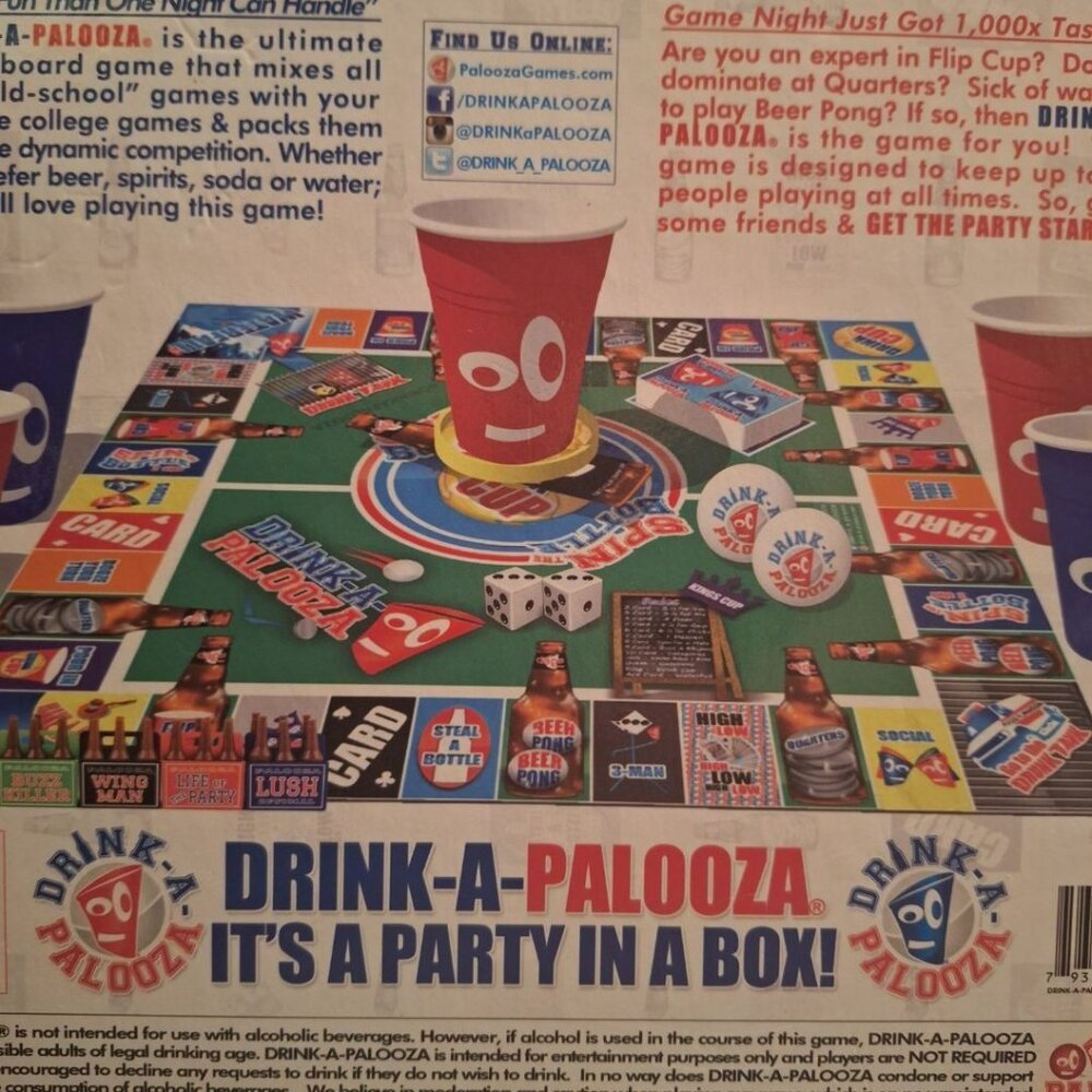 Drink-A-Palooza Party Game In A Box College Experience 12‎ Players Red Cup Beer